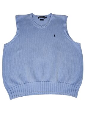 Mens Vintage Polo Ralph Lauren Cotton Knit Vest Sweater Size XL Golf Grandpacore